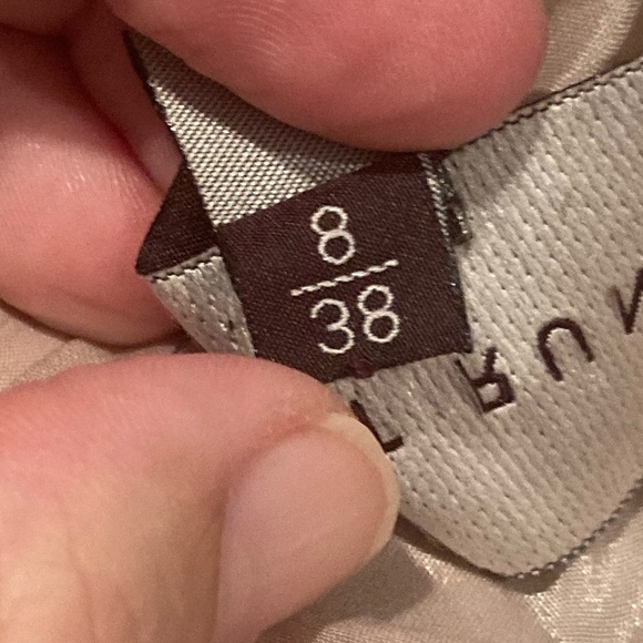 Talbot Runhof champagne colored long sleeve metallic full length gown. Size 8/38 - Picture 7 of 9